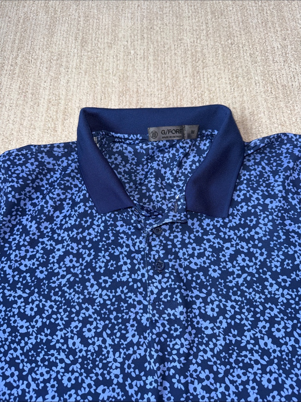 G/Fore Men's Size M Blue Danube Daisy Floral Stretch Golf Polo Performance Shirt - Picture 6 of 12